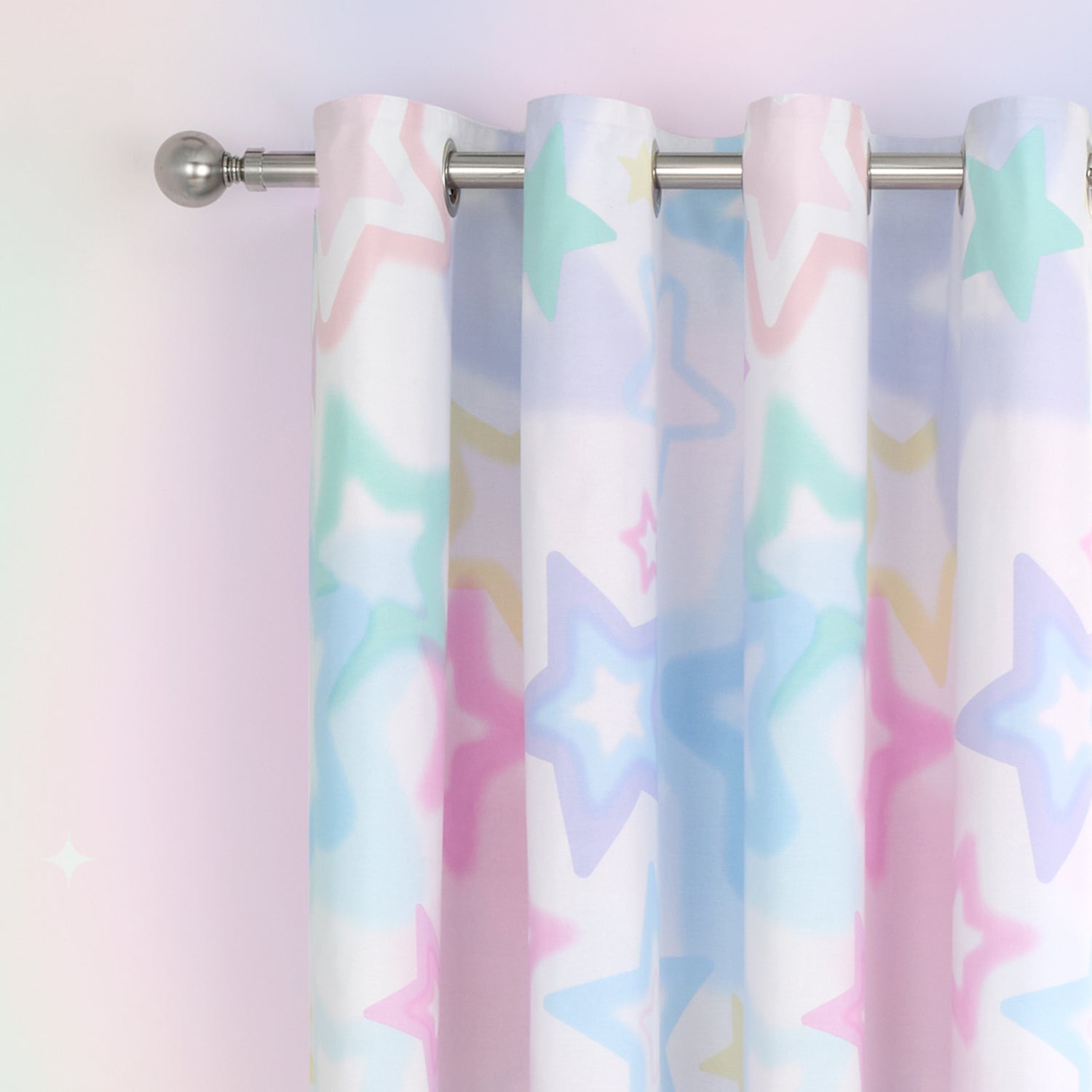 Catherine Lansfield Ombre Star 66'' x 72'' Ready Made Eyelet Curtains White