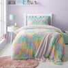 Catherine Lansfield Rainbow Cuddly Faux Fur Duvet Cover Bedding Set Pastel