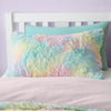 Catherine Lansfield Rainbow Cuddly Faux Fur Duvet Cover Bedding Set Pastel