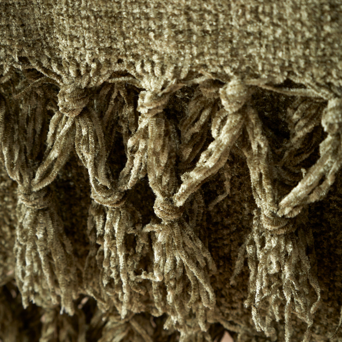 Catherine Lansfield Wilson Plain Chenille 130cm x 170cm Throw Olive
