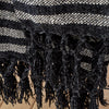 Catherine Lansfield Stripe Chenille Tassel 130cm x 170cm Throw Black