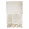 Catherine Lansfield Stripe Chenille Tassel 130cm x 170cm Throw Natural