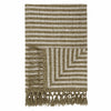 Catherine Lansfield Stripe Chenille Tassel 130cm x 170cm Throw Olive