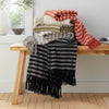 Catherine Lansfield Stripe Chenille Tassel 130cm x 170cm Throw Terracotta