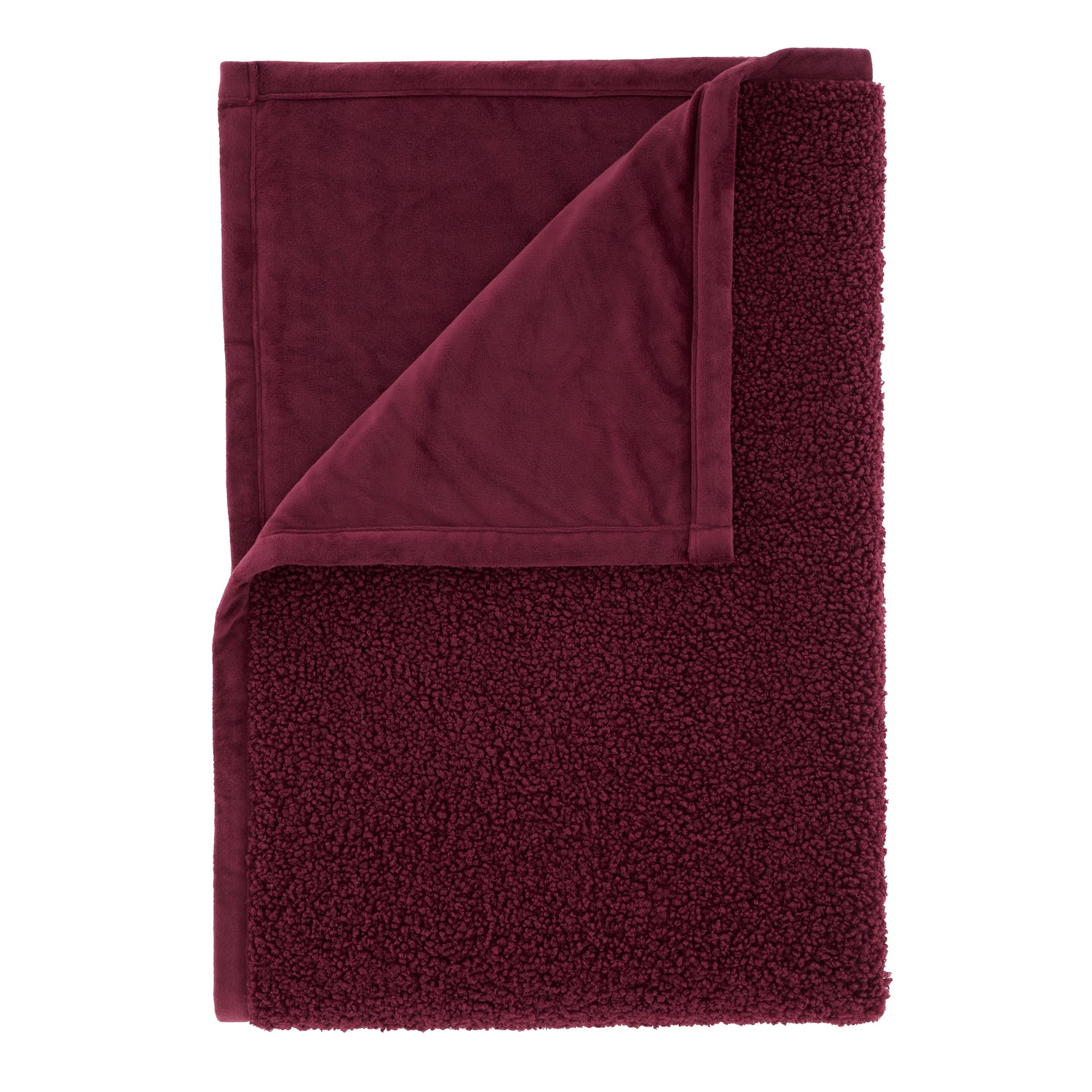 Catherine Lansfield So Soft Velvet Boucle 130cm x 170cm Throw Damson