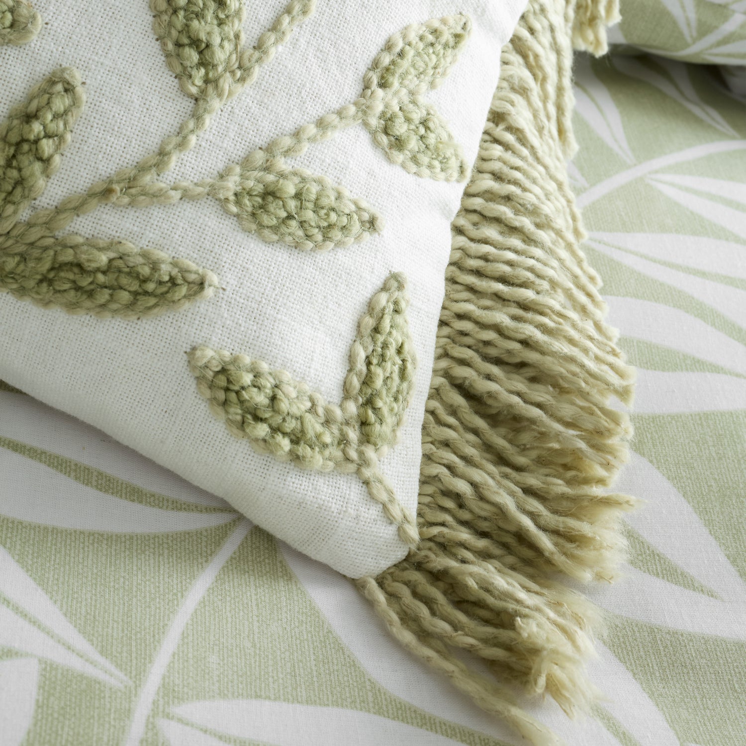 Catherine Lansfield Tufted Sorrel Leaf 30cm x 40cm Filled Cushion Green