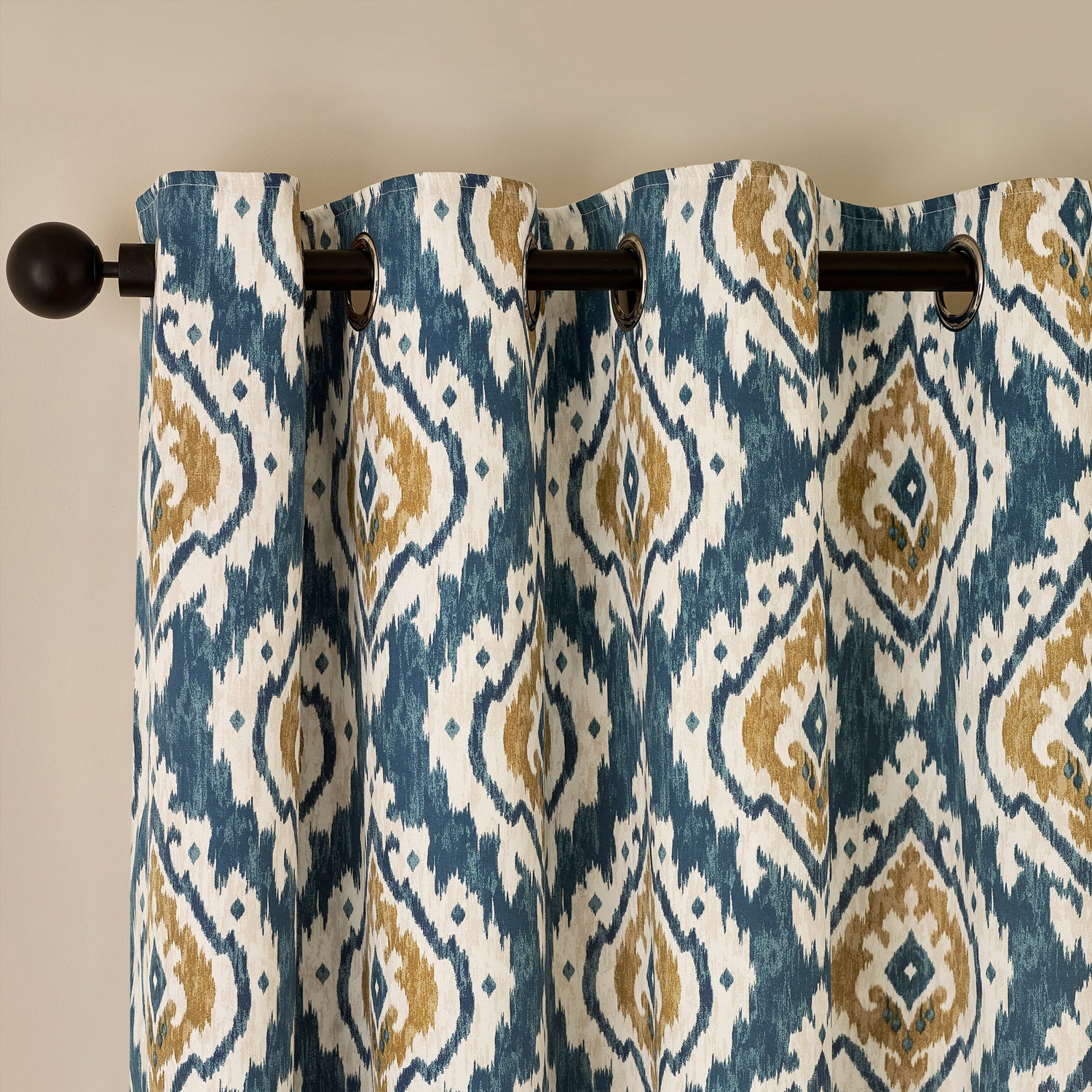 Pineapple Elephant Suri Ready Made Eyelet Curtains Teal Green