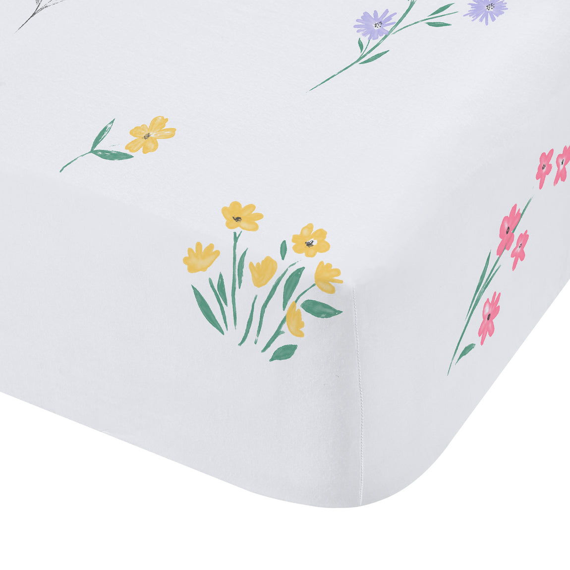 Catherine Lansfield Bunny Tails Ditsy Flower Bed Linen Fitted Sheet Pink White