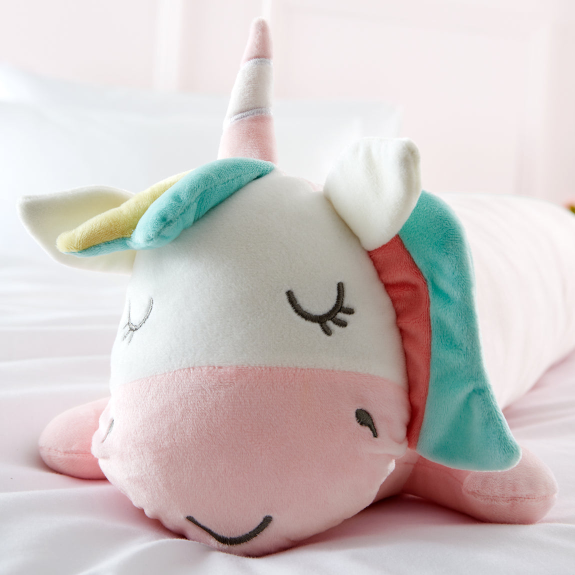 Catherine Lansfield Cuddle Friends Unicorn 3D Filled Cushion Pink