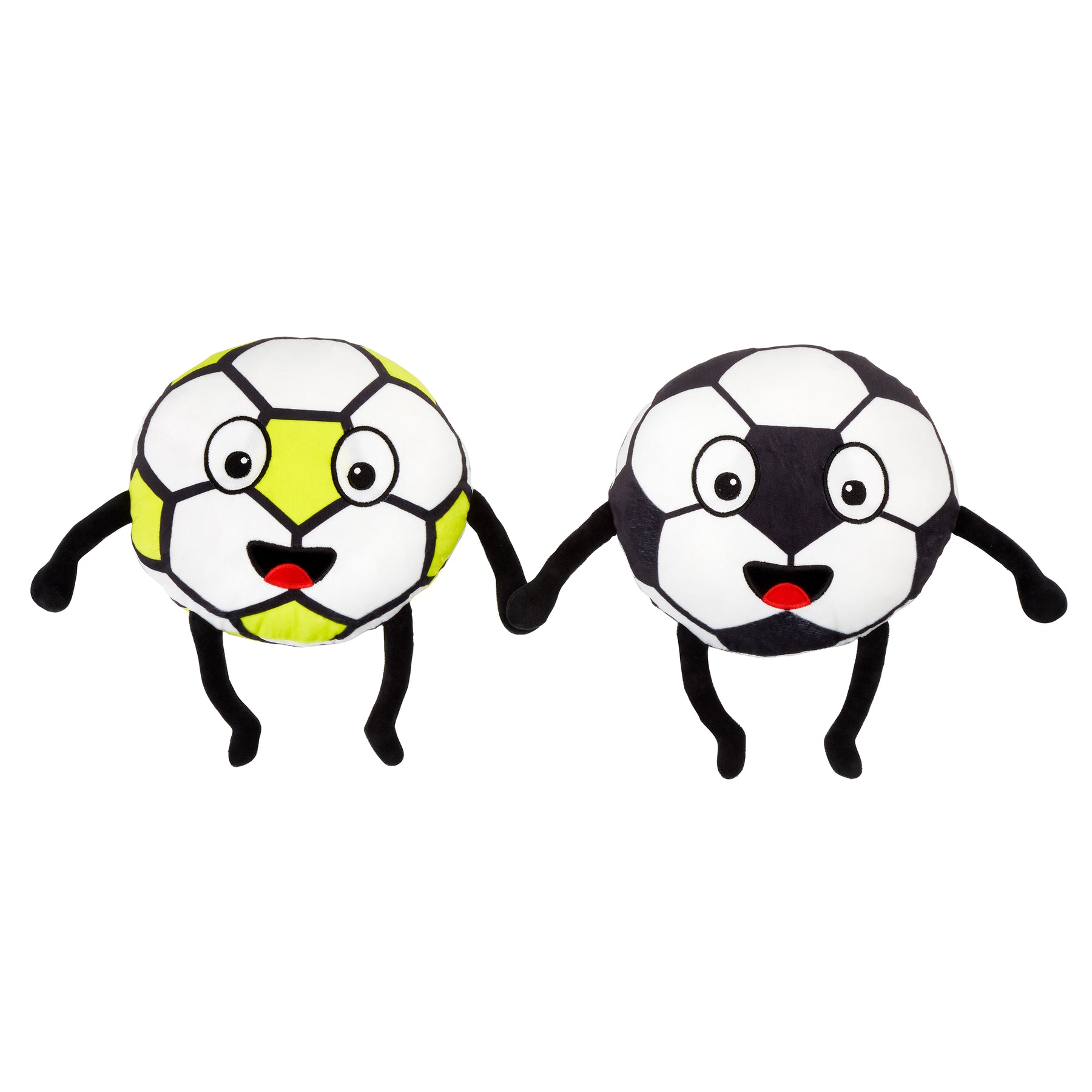 Catherine Lansfield Forever Together Footballs Pair of Filled Cushion White Black