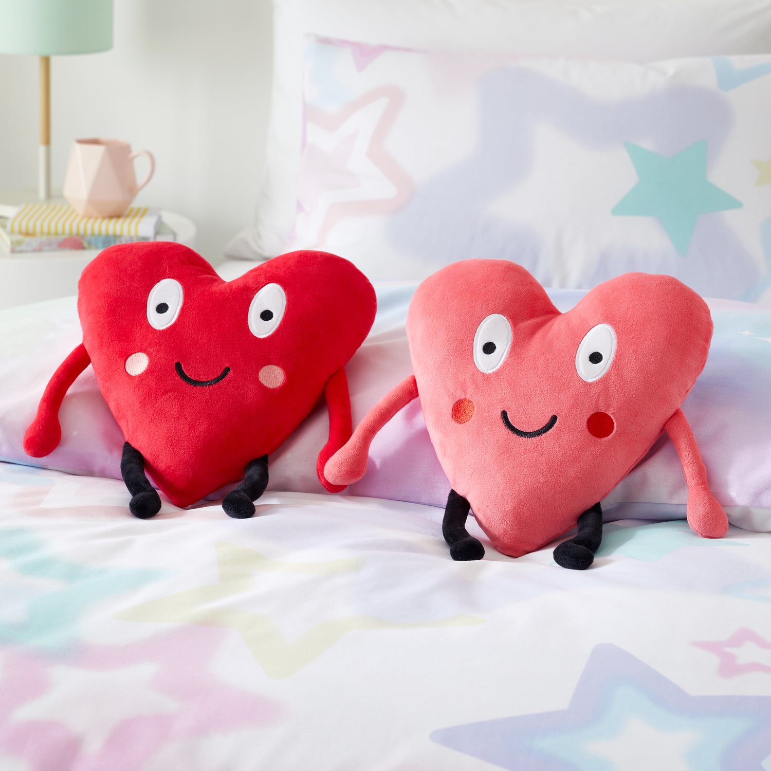 Catherine Lansfield Forever Together Sweet Hearts Pair of Filled Cushion Pink