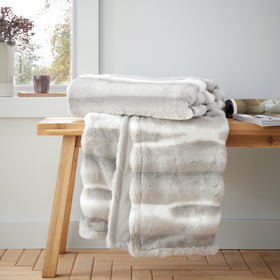 Catherine Lansfield Flint 130cm x 170cm Faux Fur Throw Silver