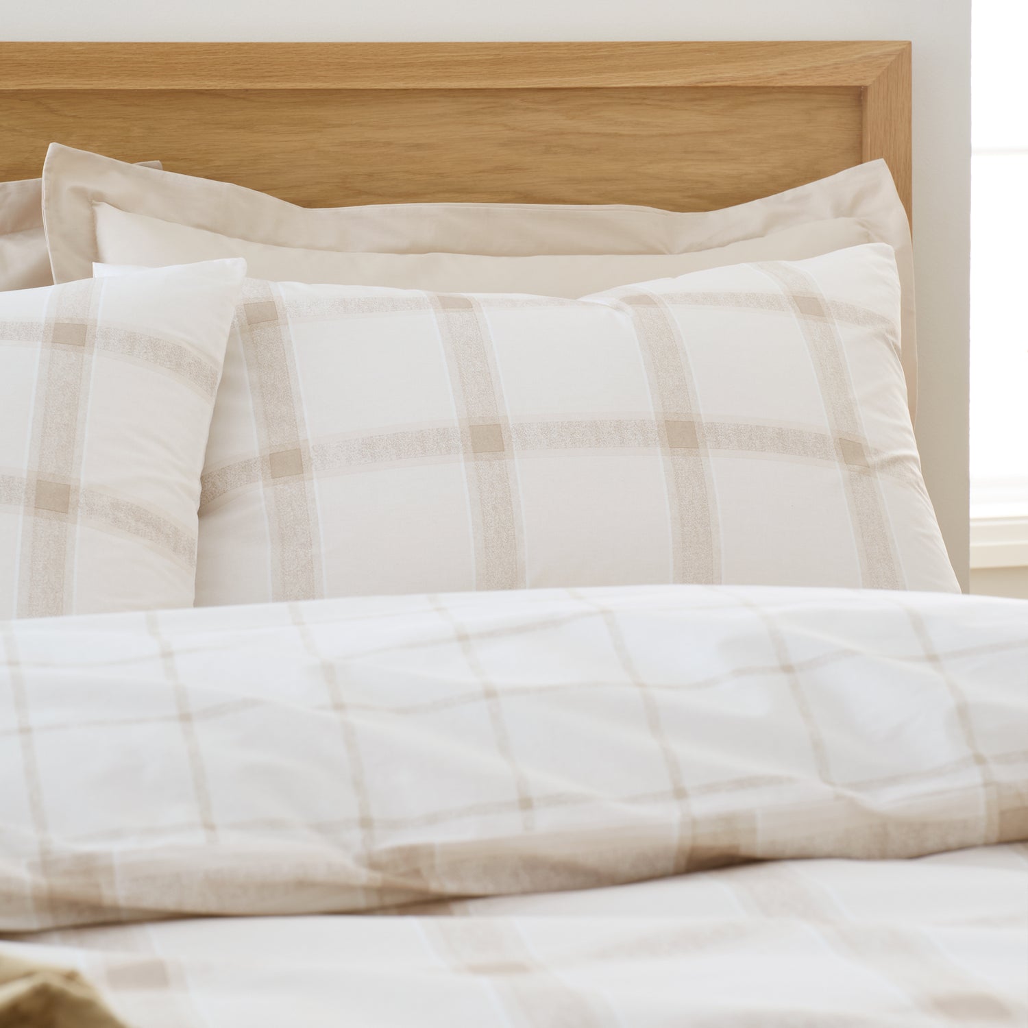 Bianca Oxton Check Duvet Cover Bedding Set Natural
