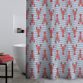 Catherine Lansfield Lobster Shower Proof Shower Curtain Red