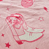 Sassy B Cowgirl Boot Soft and Cosy 200cm x 240cm Throw Pink