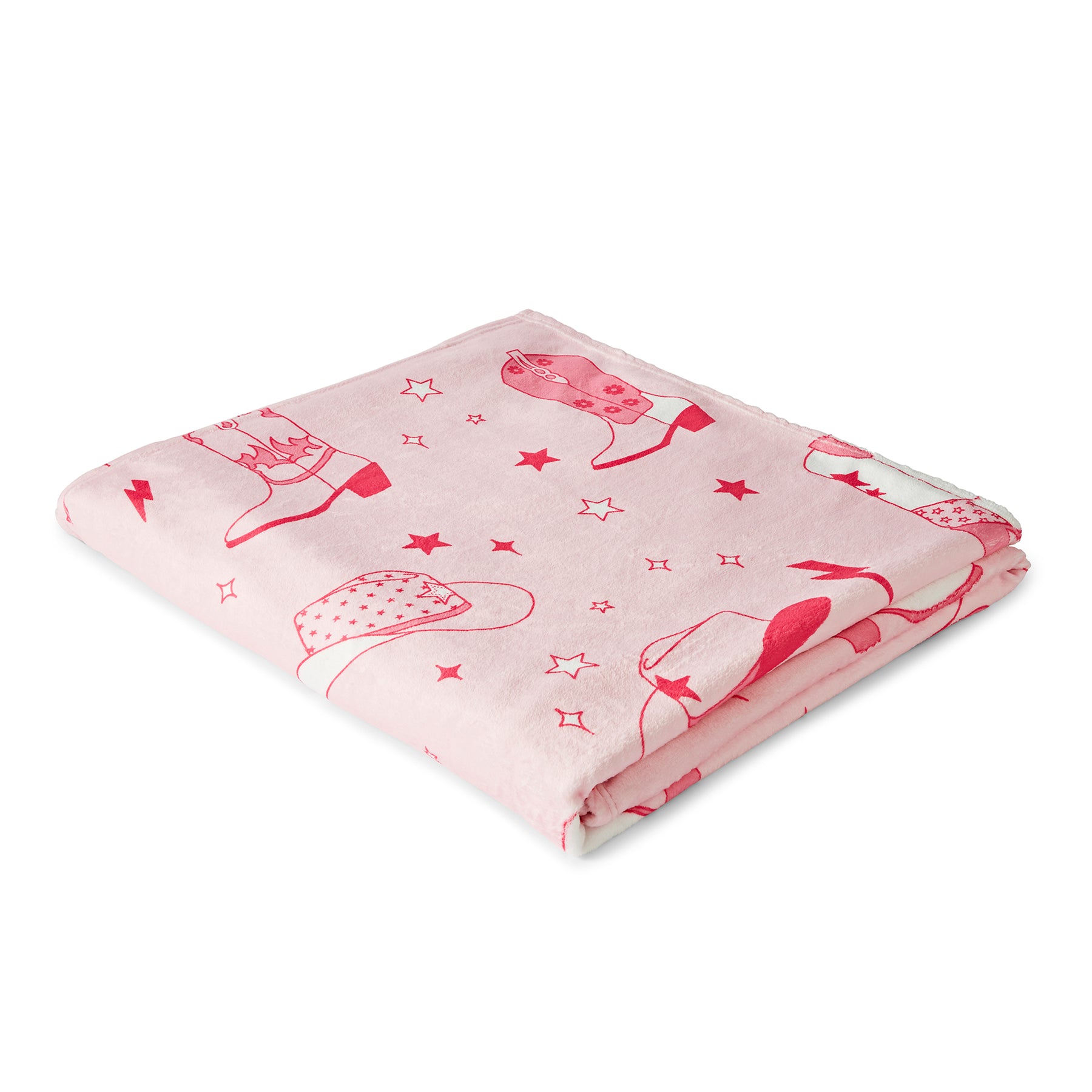Sassy B Cowgirl Boot Soft and Cosy 200cm x 240cm Throw Pink