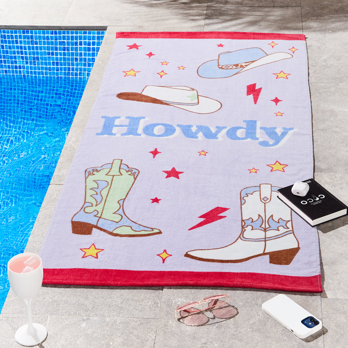 Sassy B Howdy Cowgirl Absorbent Beach Towel Lilac