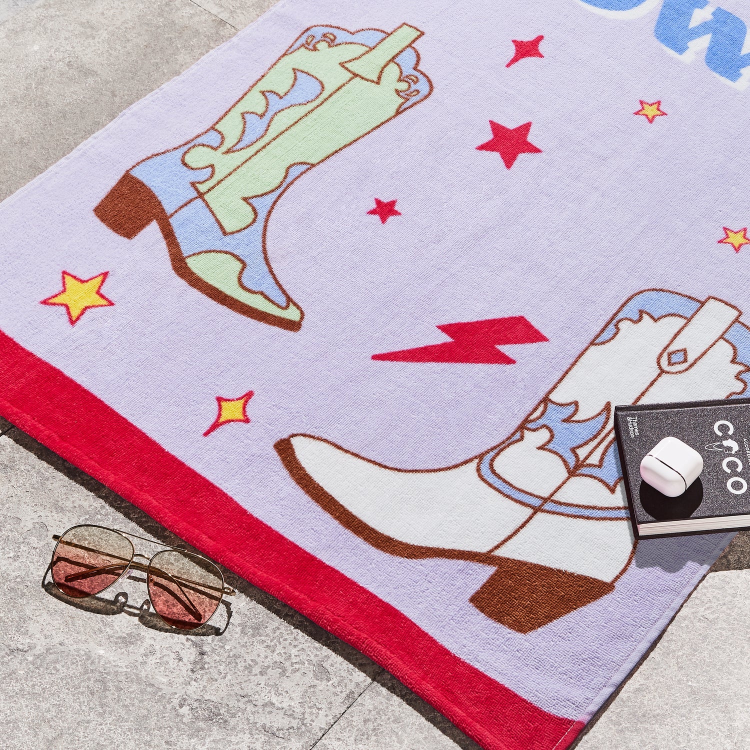Sassy B Howdy Cowgirl Absorbent Beach Towel Lilac