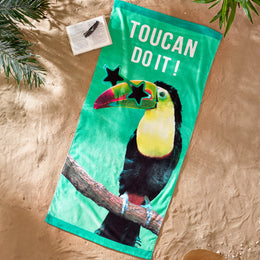 Catherine Lansfield Toucan Do It Absorbent Beach Towel Green