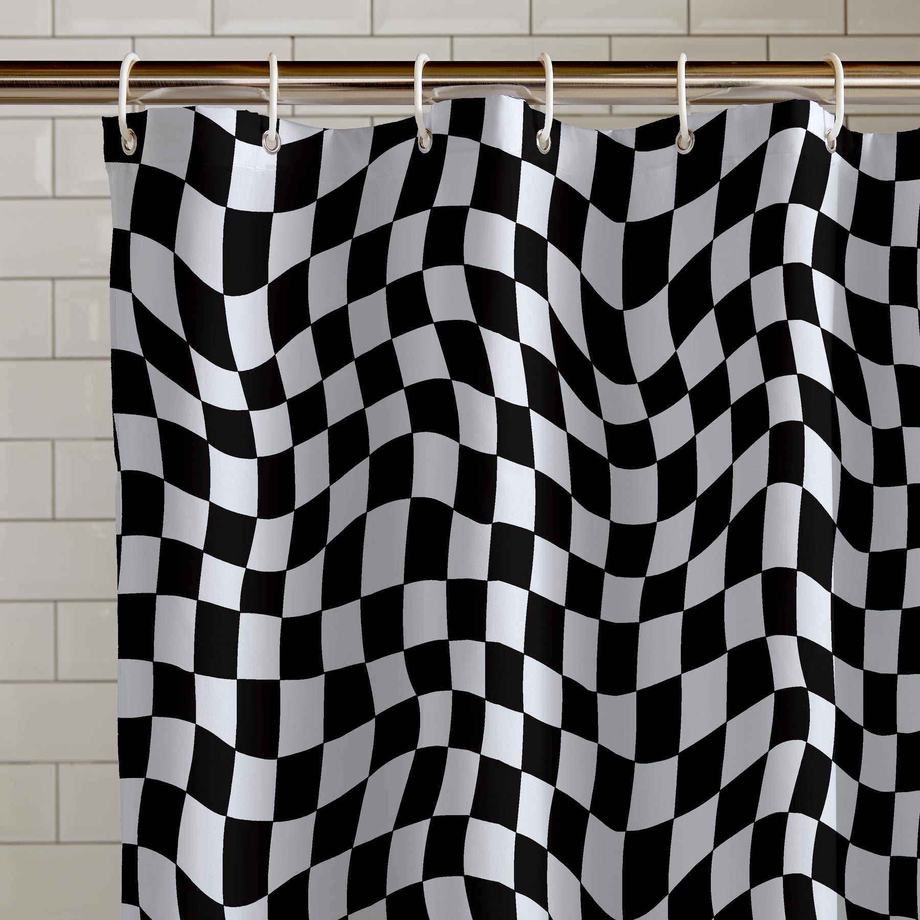 Catherine Lansfield Checkerboard Shower Curtain Black White