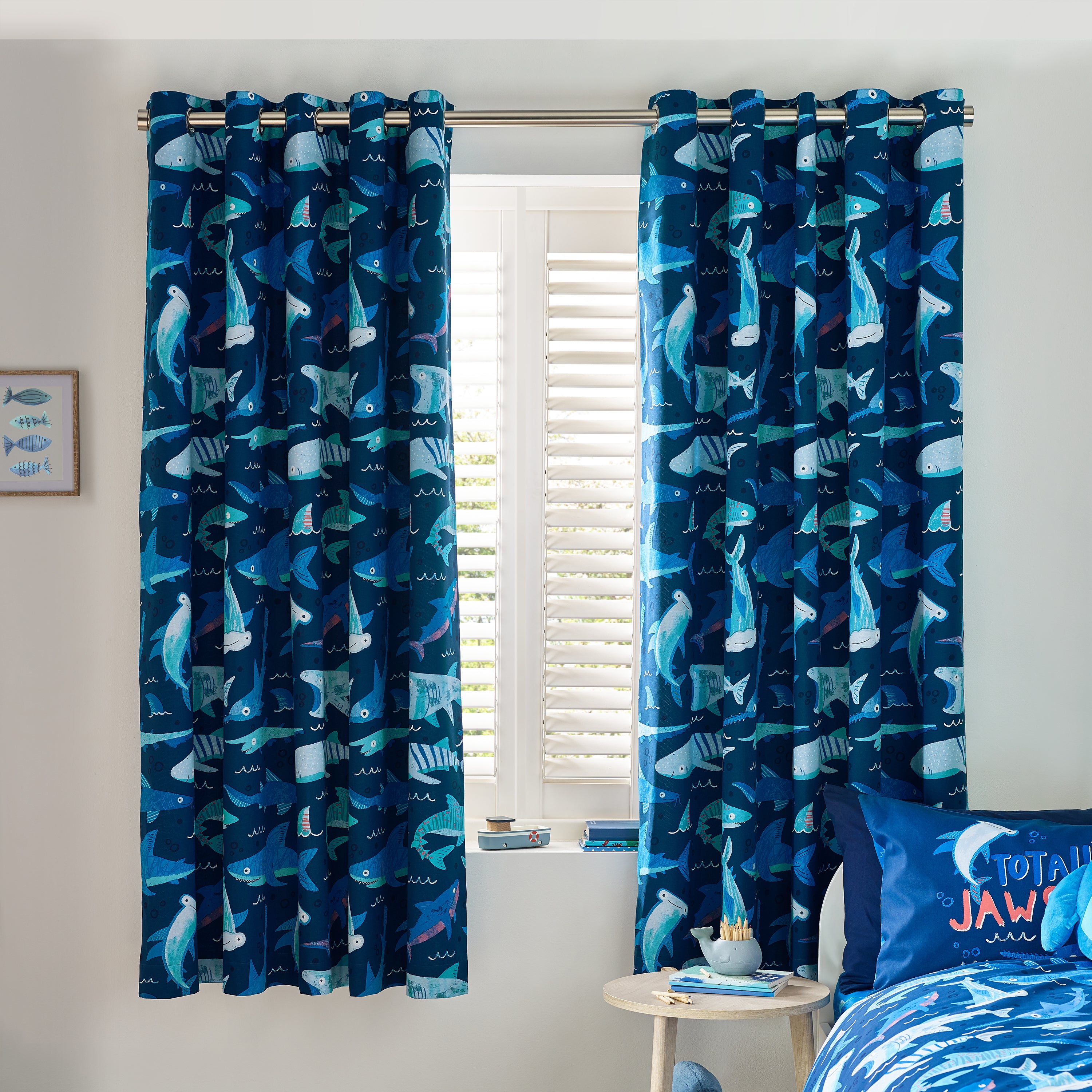 Dreams and Drapes | Oriental Garden Blackout Eyelet Curtains in Blue Dreams and Drapes | Oriental Garden Blackout Eyelet Curtains in Blue