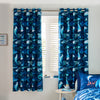 Catherine Lansfield Jawsome Shark Reversible Ready Made Eyelet Curtains 66'' x 72'' Navy Blue