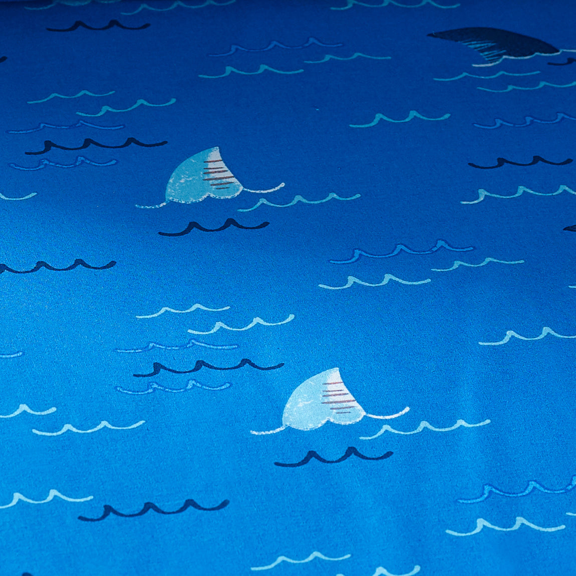 Catherine Lansfield Jawsome Shark Easy Care Bed Linen Fitted Sheet Navy Blue