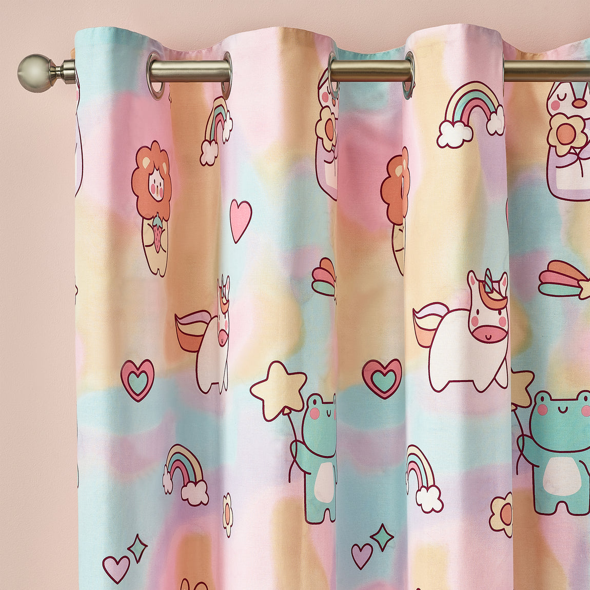 Catherine Lansfield Forever Together Reversible Ready Made Eyelet Curtains 66'' x 72'' Pastel