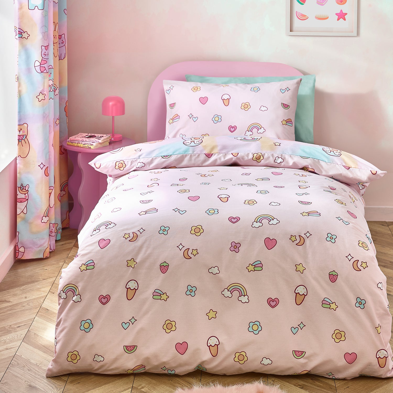 Catherine Lansfield Forever Together Reversible Duvet Cover Bedding Set Pastel