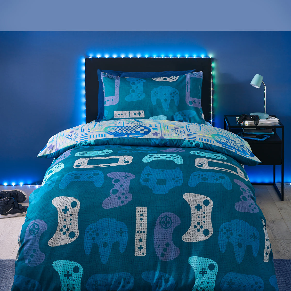 Catherine Lansfield Gamer Reversible Duvet Cover Bedding Set Grey