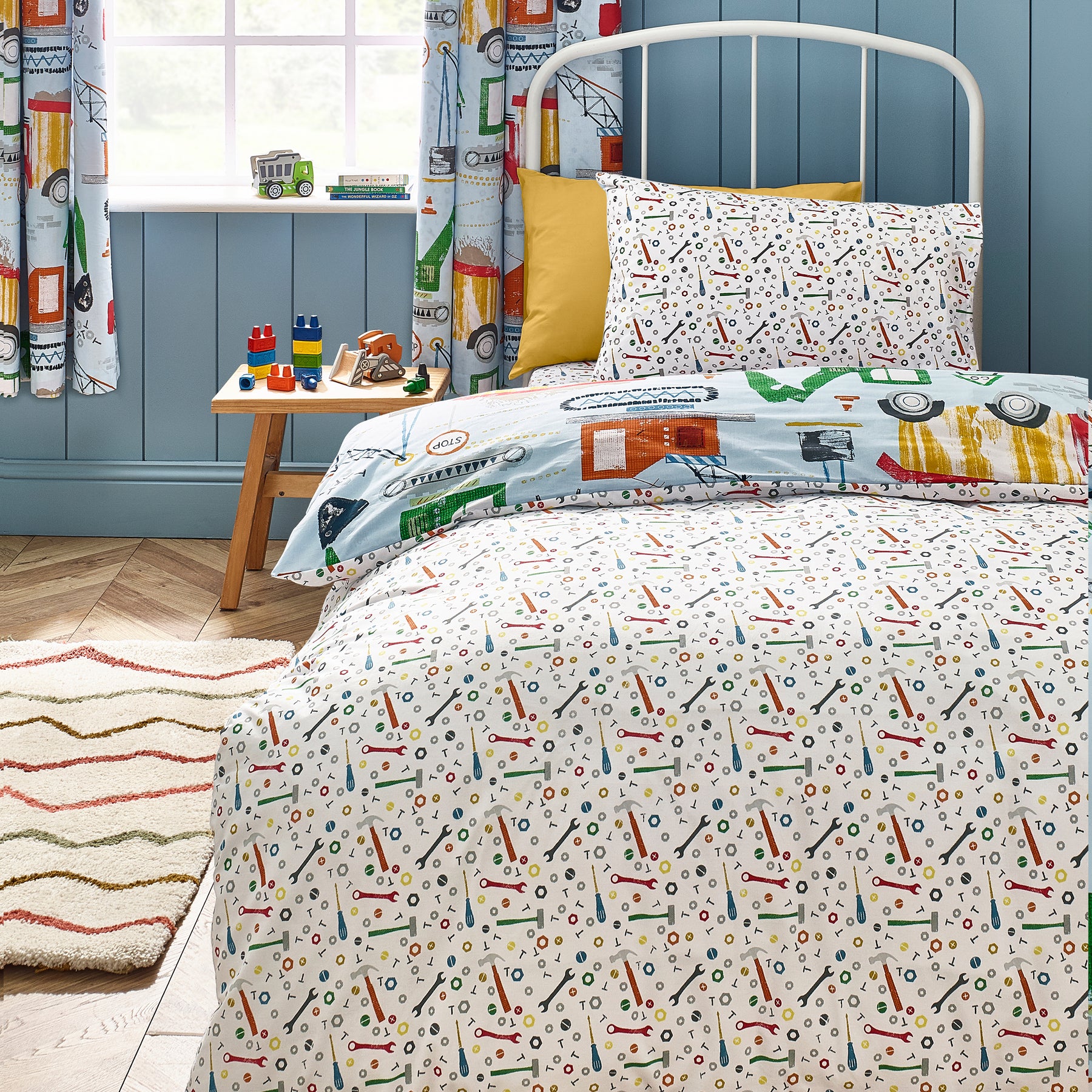Catherine Lansfield Digger Dreams Childrens Bedding Blue