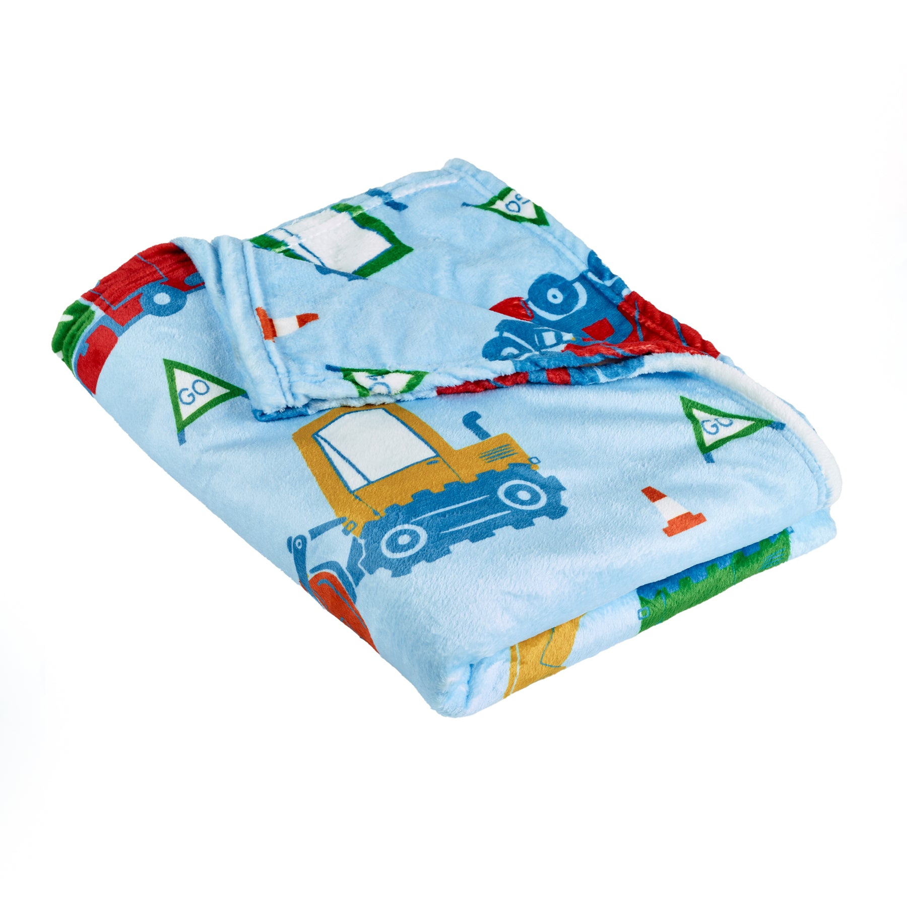 Catherine Lansfield Digger Dreams 130cm x 170cm Fleece Throw Blue