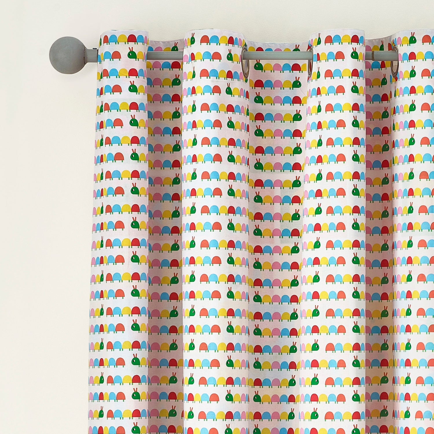 Catherine Lansfield Curious Caterpillar Reversible Ready Made Eyelet Curtains 66'' x 72'' Bright