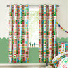 Catherine Lansfield Curious Caterpillar Reversible Ready Made Eyelet Curtains 66'' x 72'' Bright