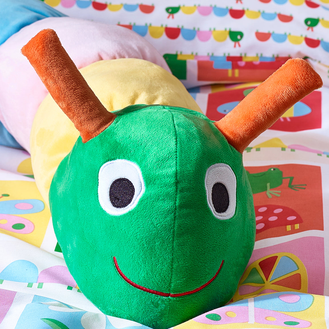 Catherine Lansfield Charlee Caterpillar 3D Filled Cushion Bright