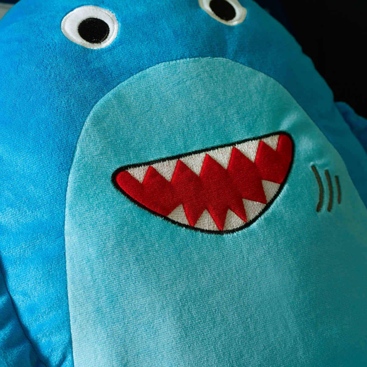 Catherine Lansfield Sheldon The Shark Filled Cushion Navy Blue
