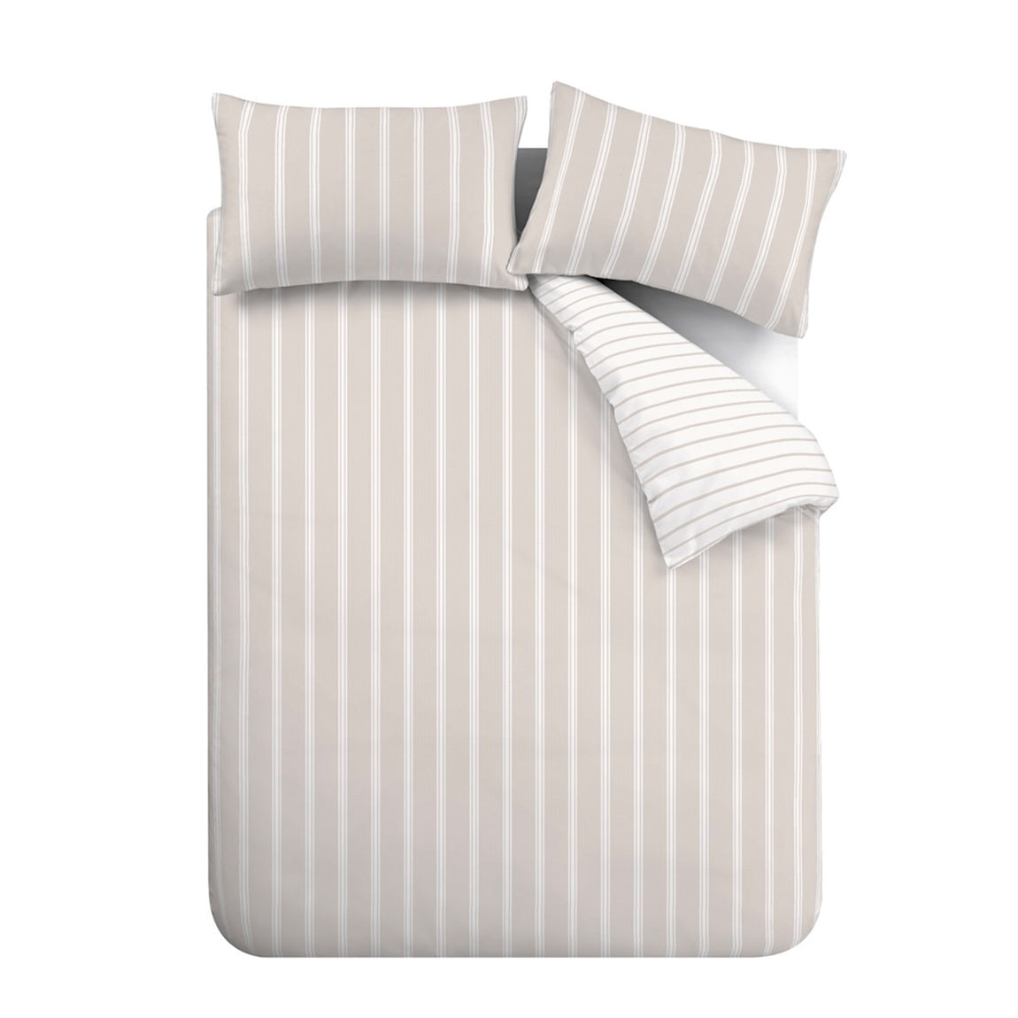 Bianca Ashford Stripe Reversible Duvet Cover Bedding Set Natural