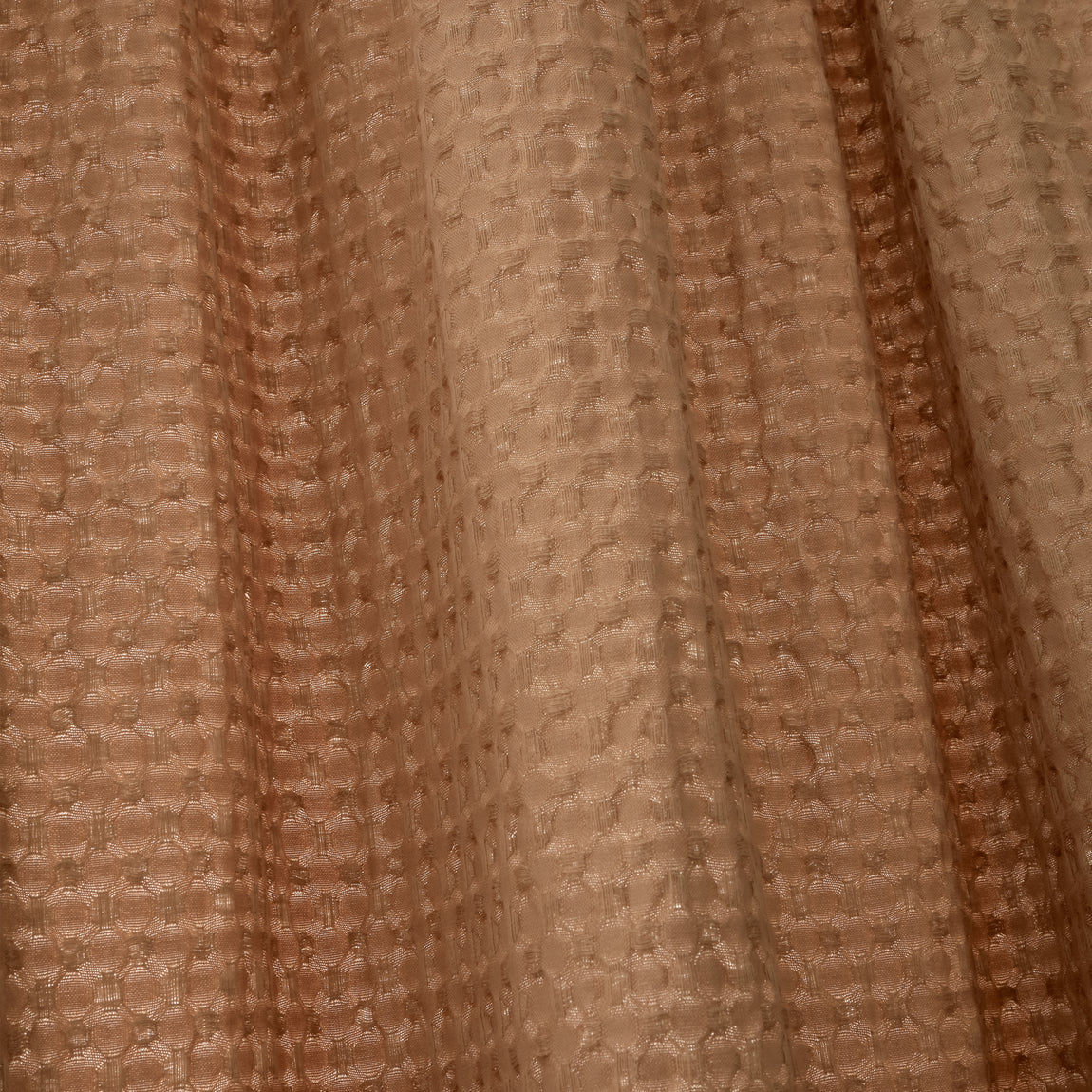 Pineapple Elephant Muscat Waffle Slot Top Ready Made Single Voile Curtain Caramel