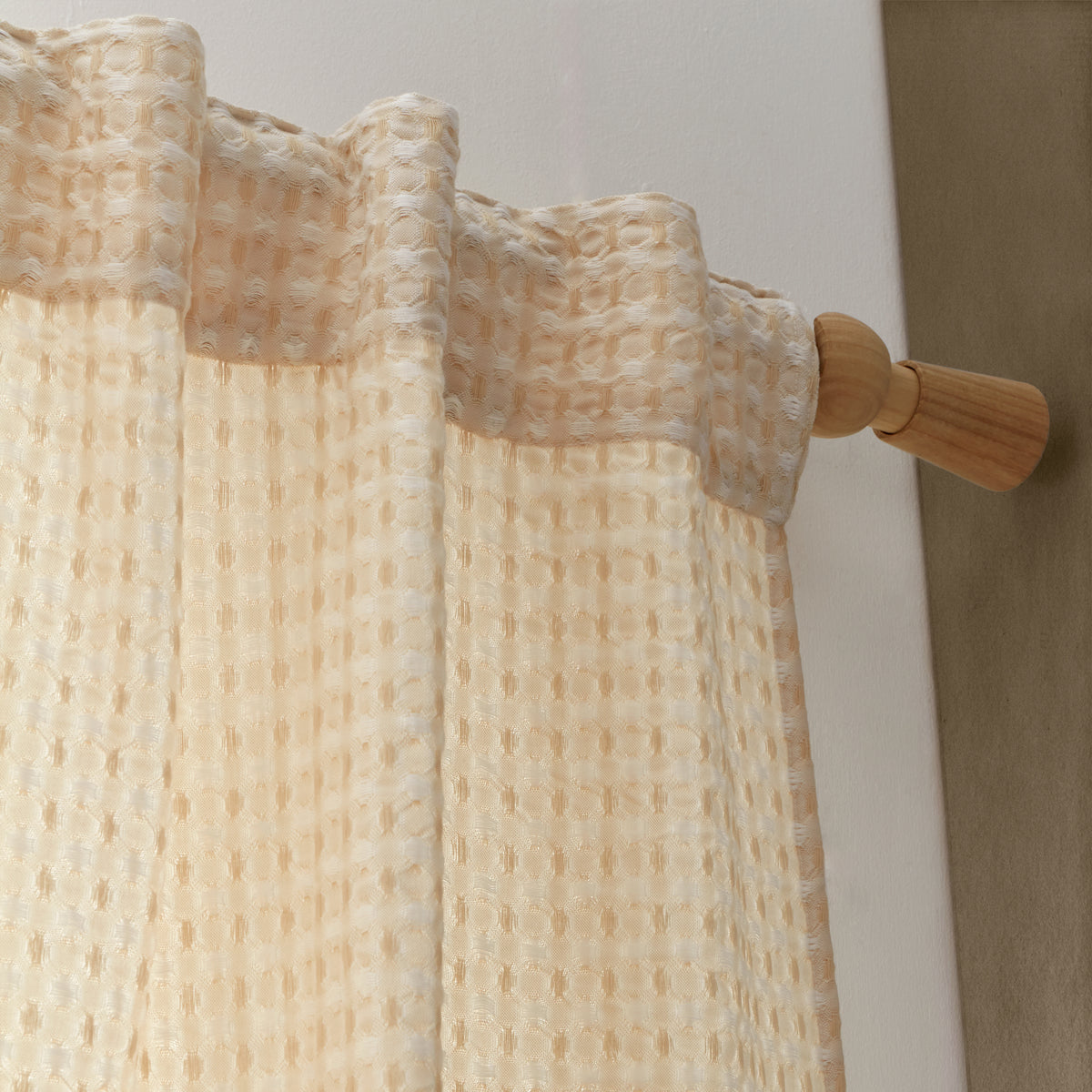 Pineapple Elephant Muscat Waffle Slot Top Ready Made Single Voile Curtain Natural