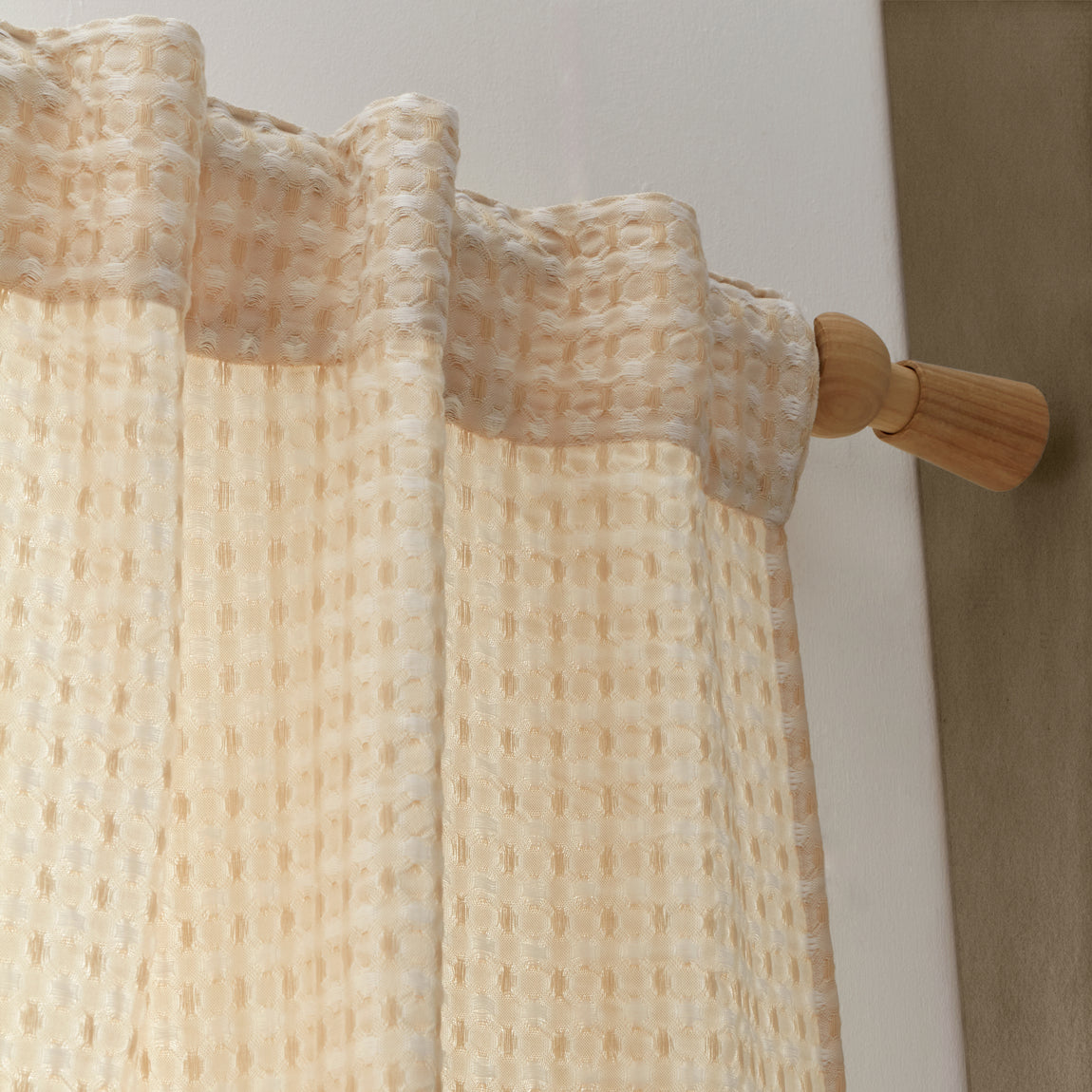 Pineapple Elephant Muscat Waffle Slot Top Ready Made Single Voile Curtain Natural