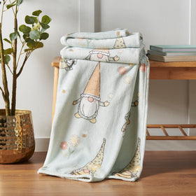 Catherine Lansfield Spring Gonks 130cm x 170cm Fleece Throw Mint Green