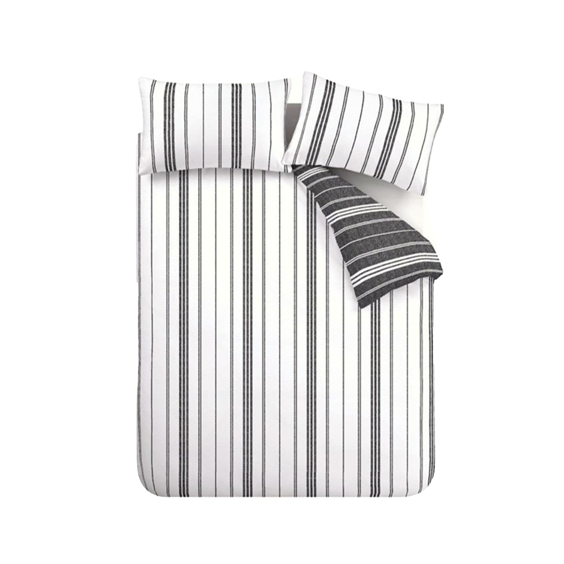 Catherine Lansfield Harbour Stripe Duvet Cover Bedding Set Black