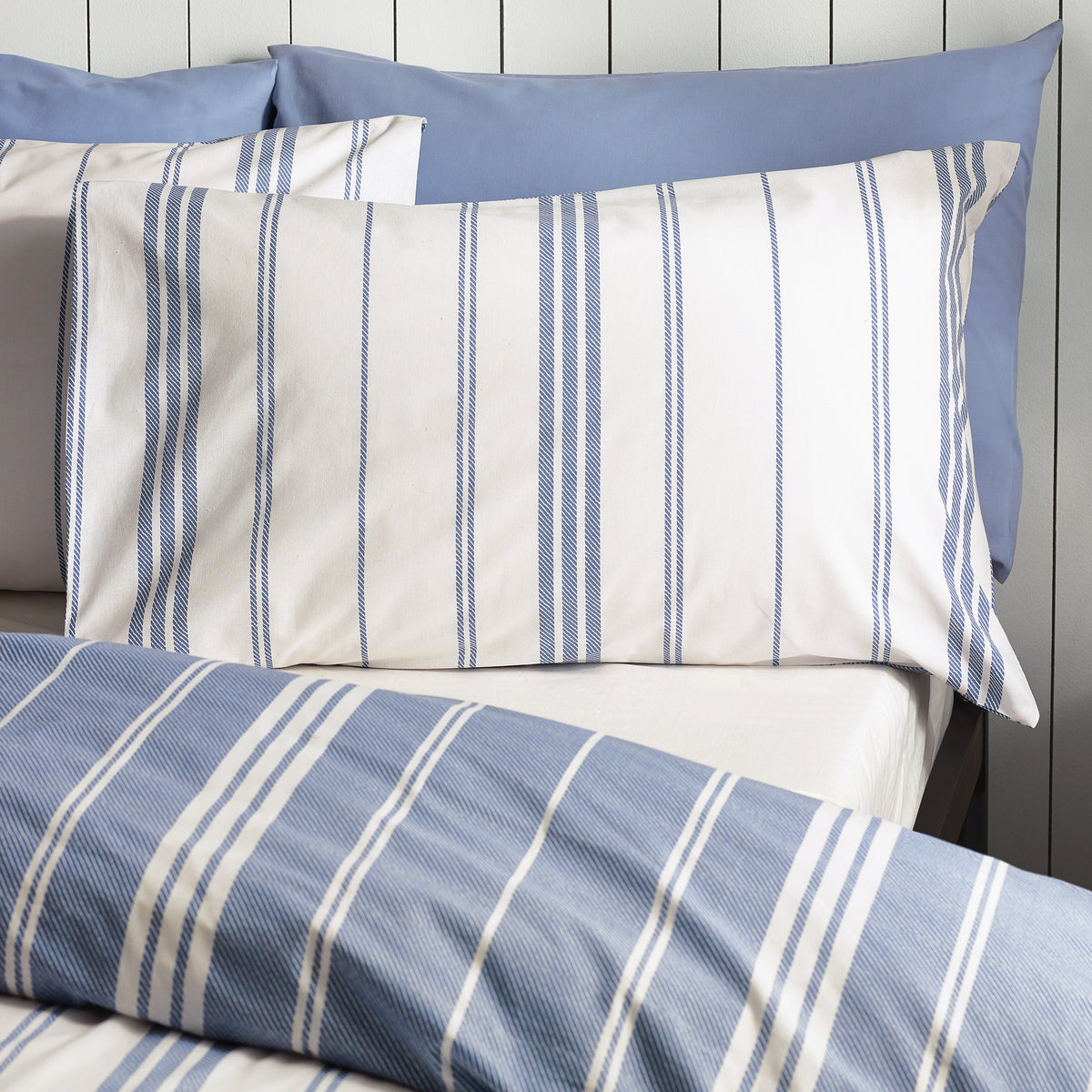 Catherine Lansfield Harbour Stripe Duvet Cover Bedding Set Blue