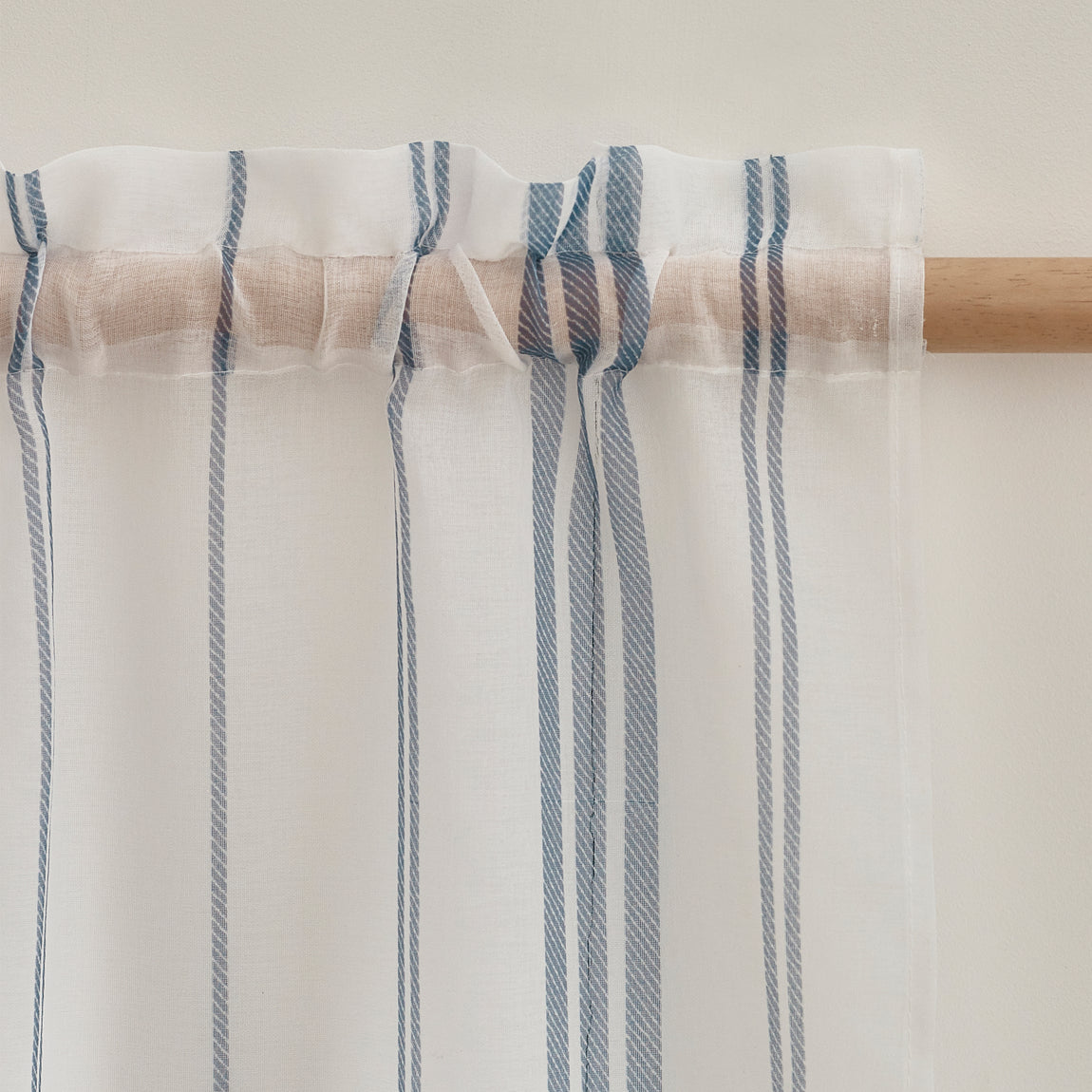 Catherine Lansfield Harbour Stripe Slot Top Ready Made Single Voile Curtain White