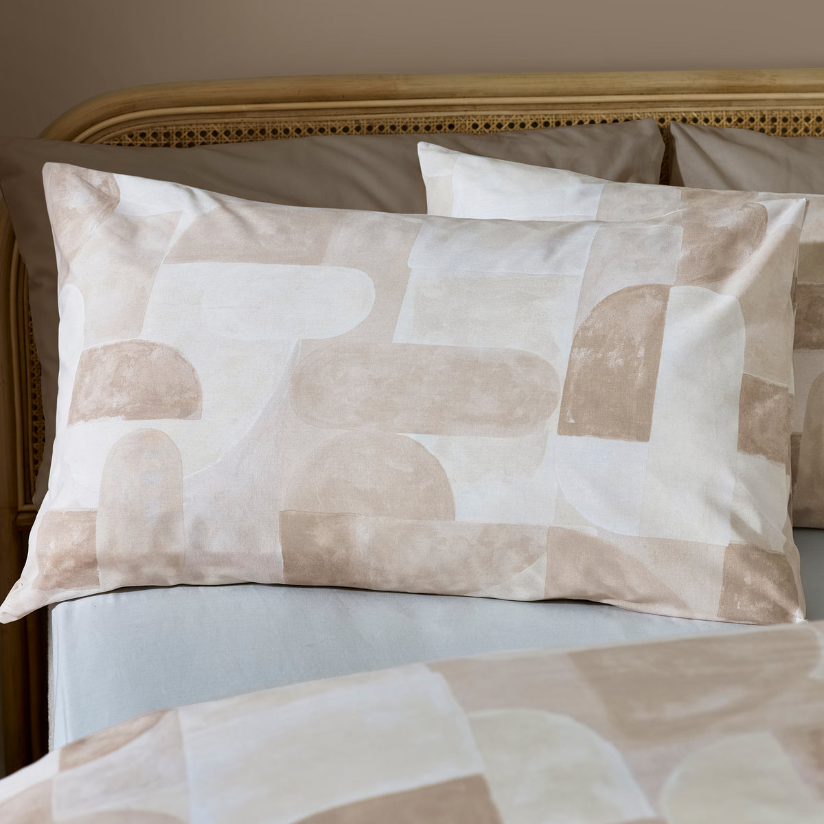 Catherine Lansfield Sloane Geo Reversible Duvet Cover Bedding Set Natural
