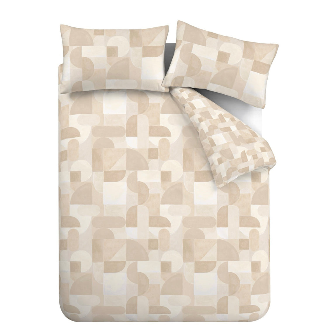 Catherine Lansfield Sloane Geo Reversible Duvet Cover Bedding Set Natural