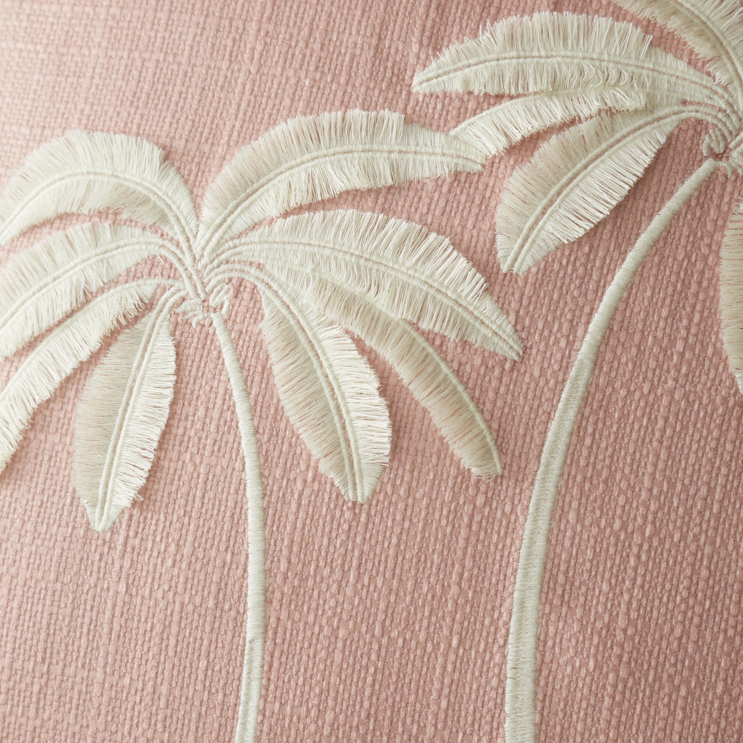 Catherine Lansfield Paradiso Palm Embroidered 45cm x 45cm Filled Cushion Clay