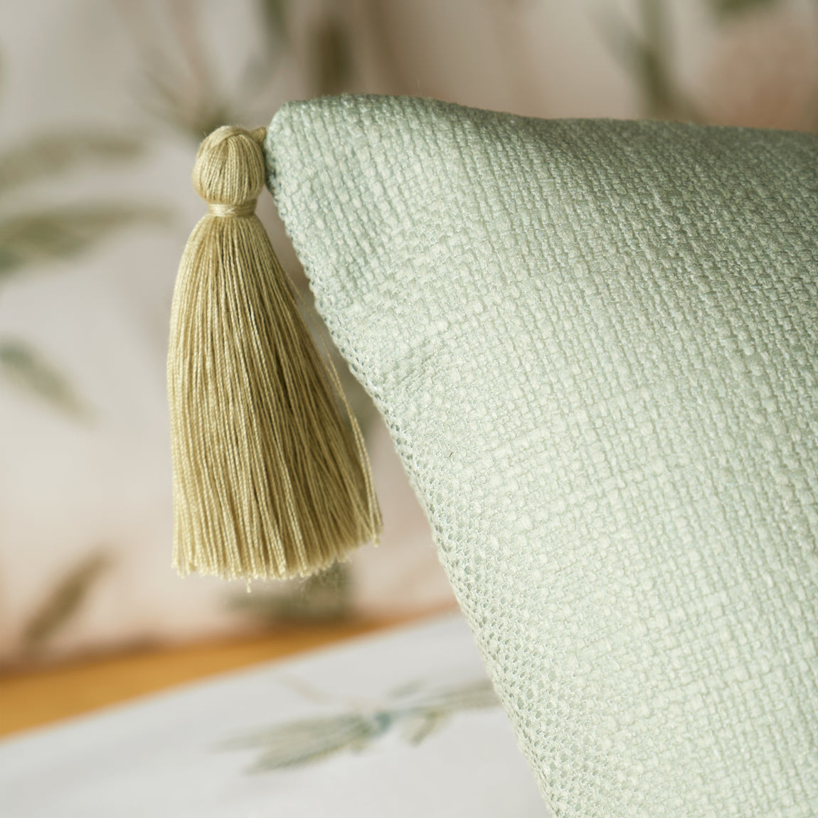 Catherine Lansfield Paradiso Palm Embroidered 45cm x 45cm Filled Cushion Sage Green