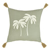 Catherine Lansfield Paradiso Palm Embroidered 45cm x 45cm Filled Cushion Sage Green