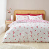 Catherine Lansfield Seersucker Heart Easy Care Duvet Cover Bedding Set White Red